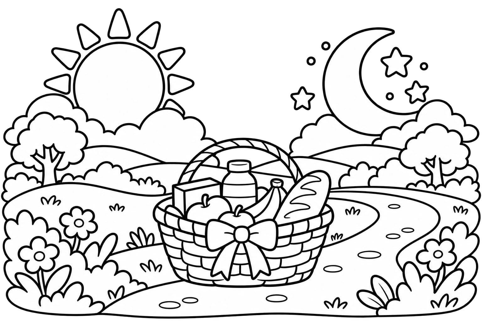 Colouring picture for Surah Al-Lail