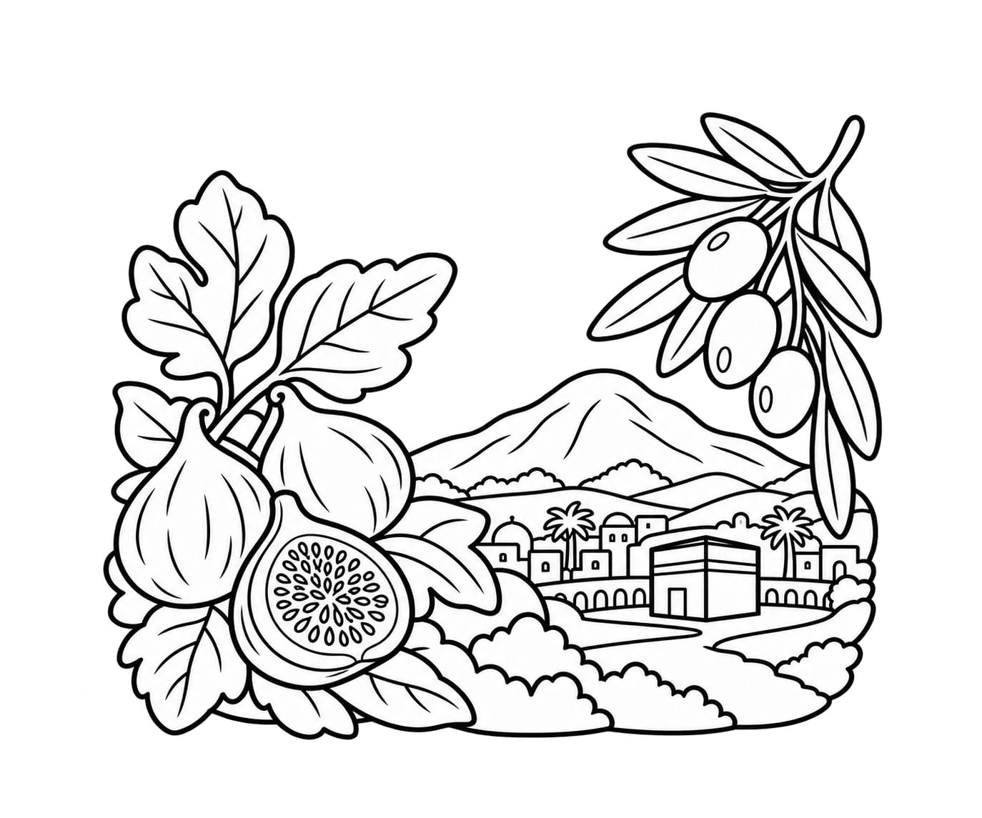 Colouring picture for Surah Al-Teen
