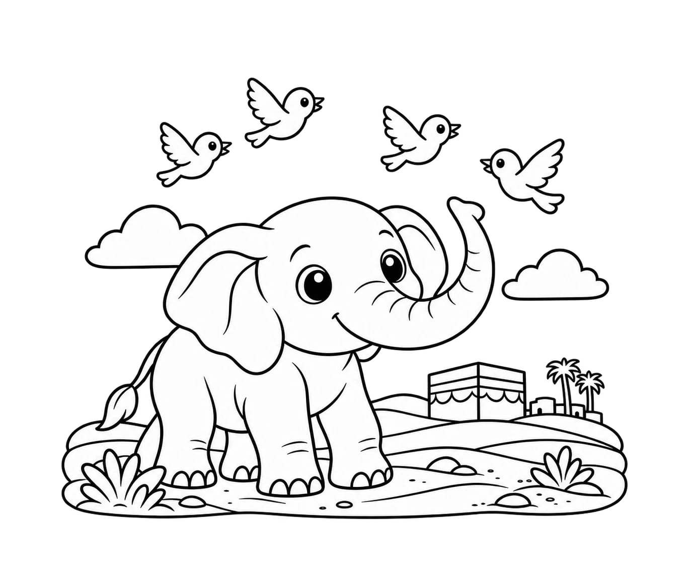 Colouring picture for Surah Al-Feel