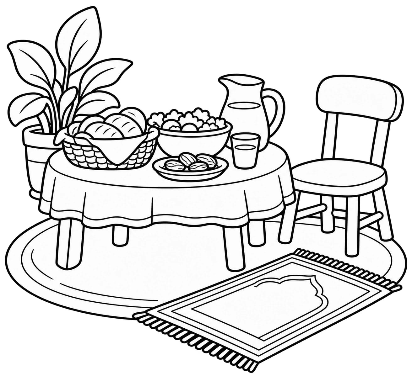 Colouring picture for Surah Al-Maa'oun